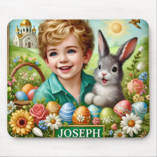 JOSEPH ~ Easter Bunny Eggs Flowers ~   Mouse Pad