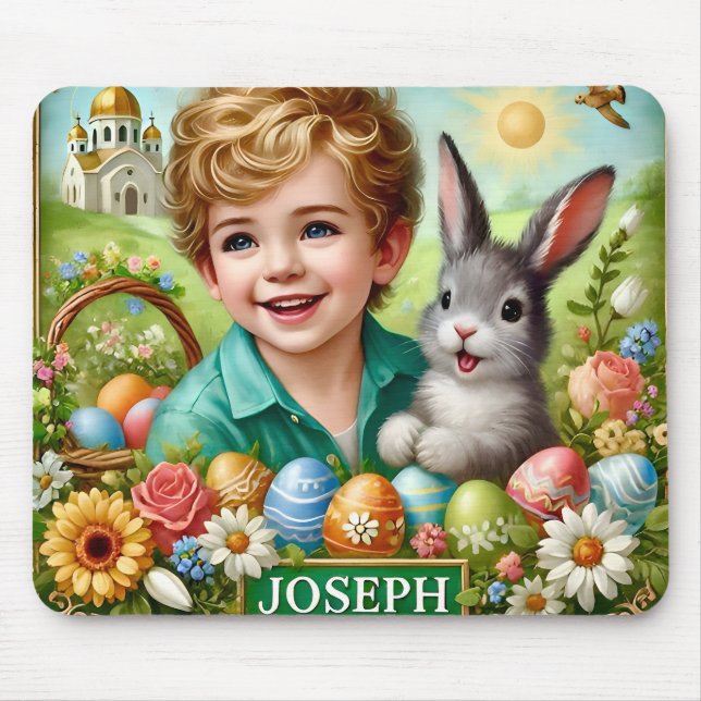 JOSEPH ~ Easter Bunny Eggs Flowers ~   Mouse Pad (Front)