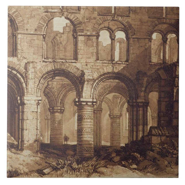 Joseph Mallord William Turner | Holy Island Cathed Ceramic Tile (Front)
