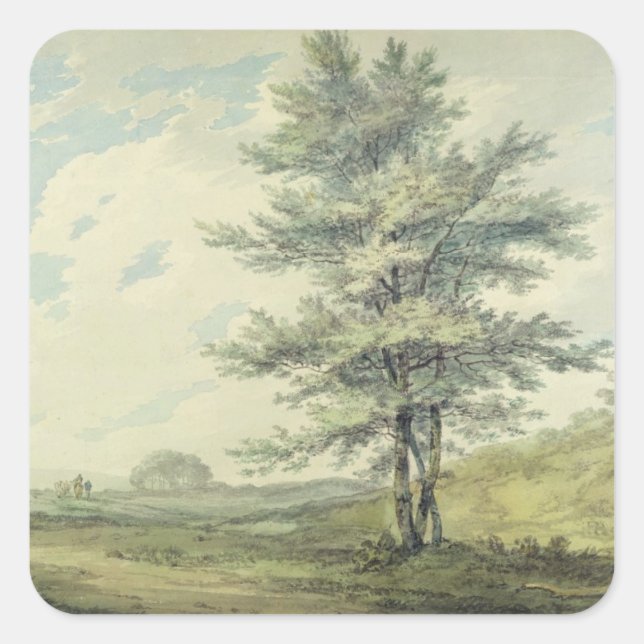 Joseph Mallord William Turner | Landscape with Tre Square Sticker (Front)