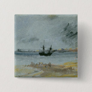 Joseph Mallord William Turner Ship Aground, Brig 15 Cm Square Badge