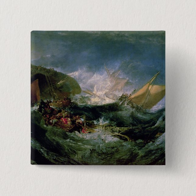  Joseph Mallord William Turner | Wreck of a Transp 15 Cm Square Badge (Front)