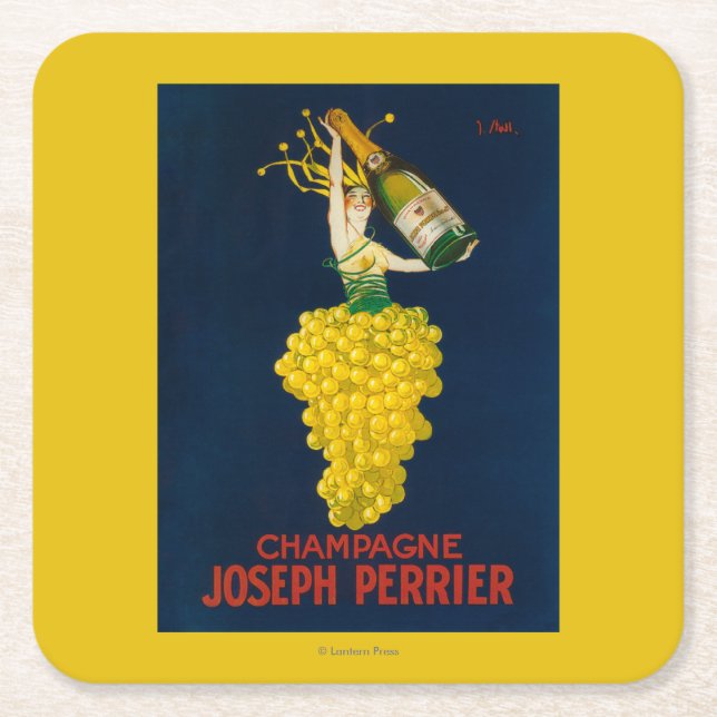 Joseph Perrier Champagne Promotional Poster Square Paper Coaster (Front)