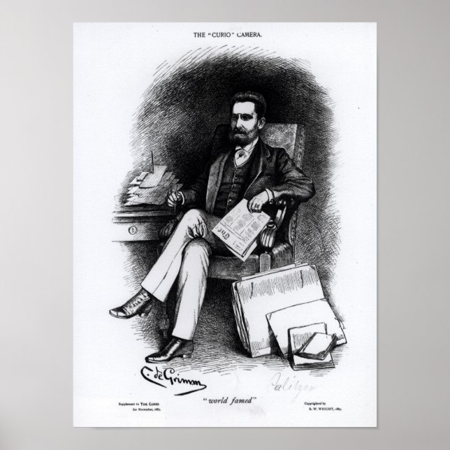 Joseph Pulitzer  from 'The Curio', 1887 Poster (Front)