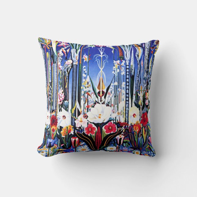 Joseph Stella artwork - Flowers, Italy Cushion (Front)