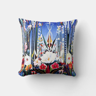 Joseph Stella painting, Flowers Italy Cushion