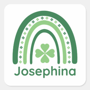 Josephina Name Clover Boho Rainbow Square Sticker