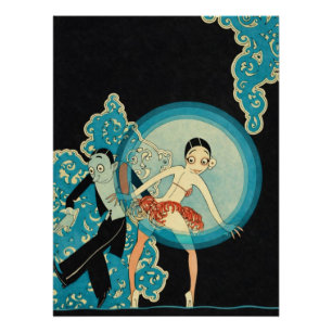Josephine Baker Art Deco Dancing Couple   Poster