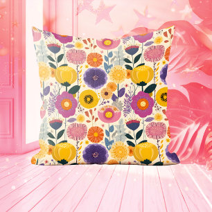 Josephine Colourful Purple and Yellow Modern Flora Cushion