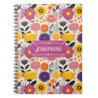 Josephine Colourful Purple and Yellow Modern Flora Notebook