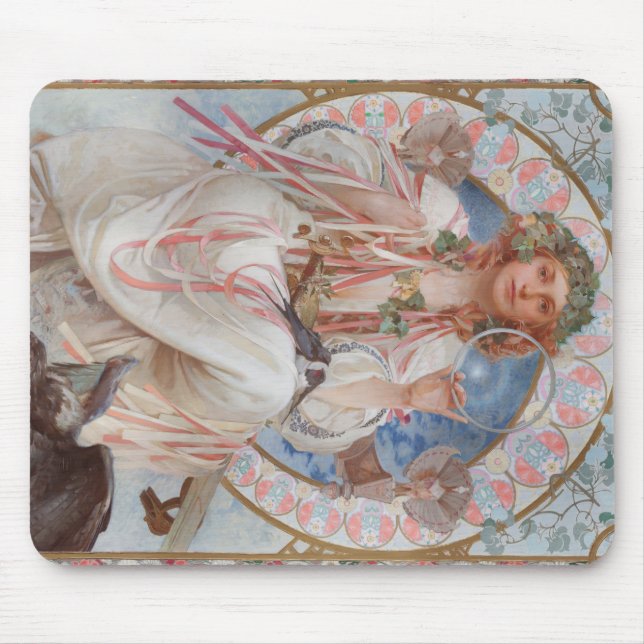 Josephine Crane Bradley as Lavia by Alphonse Mucha Mouse Pad (Front)