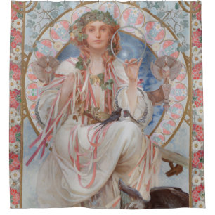 Josephine Crane Bradley as Lavia by Alphonse Mucha Shower Curtain