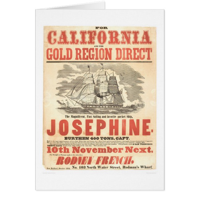 "Josephine" to California Advertisement (1280A) (Front)