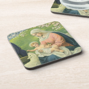 Joseph's Workshop with Mary and Baby Jesus Coaster