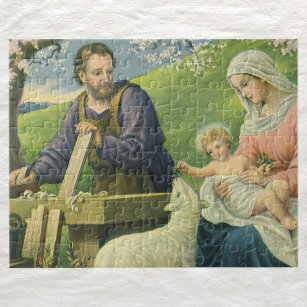 Joseph's Workshop with Mary and Baby Jesus Jigsaw Puzzle