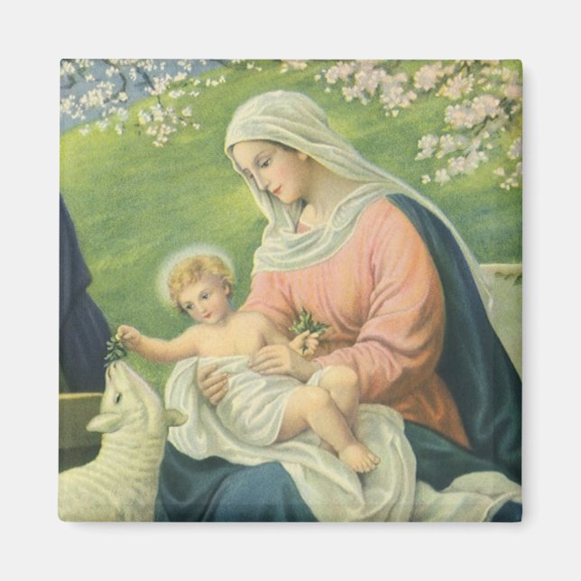 Joseph's Workshop with Mary and Baby Jesus Magnet (Front)