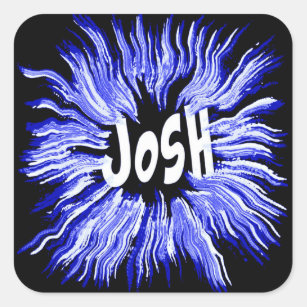 Josh Name Star in Blue Square Sticker