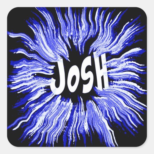 Josh Name Star in Blue Square Sticker (Front)