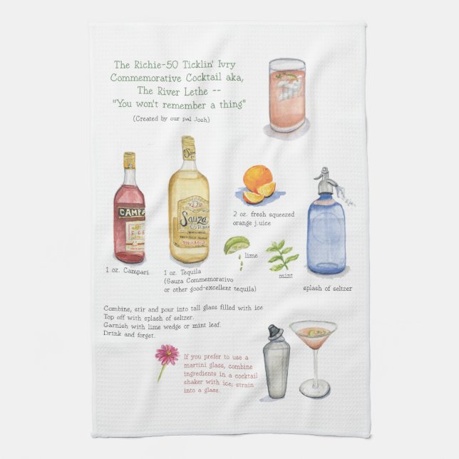 Josh's drink tea towel (Vertical)