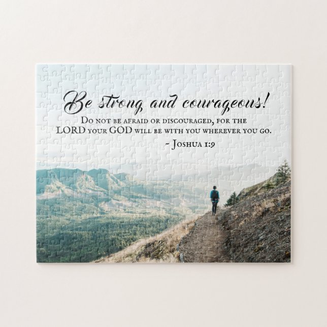 Joshua 1:9 Be Strong and Courageous, Bible Verse Jigsaw Puzzle (Horizontal)