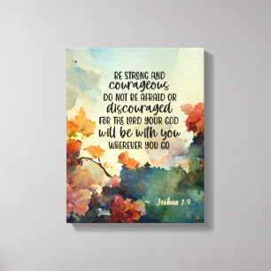 Joshua 1:9 Be Strong and Courageous Watercolor Canvas Print