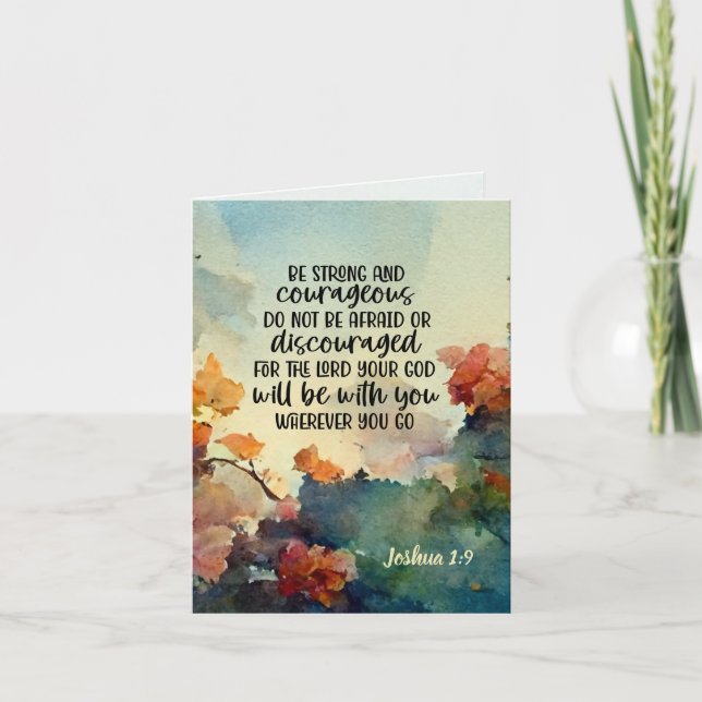 Joshua 1:9 Be Strong and Courageous Watercolor Card (Front)