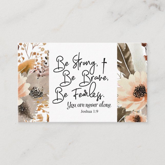 Joshua 1 9 Be Strong Be Brave Bible Verse Business Card (Front)