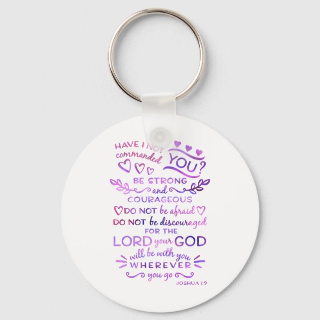 Joshua 1:9 Bible Scripture Verse Keychain (Front)