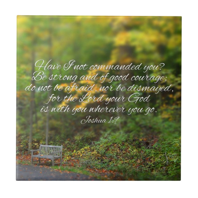 Joshua 1:9 Bible Verse Christian Scripture Ceramic Tile (Front)