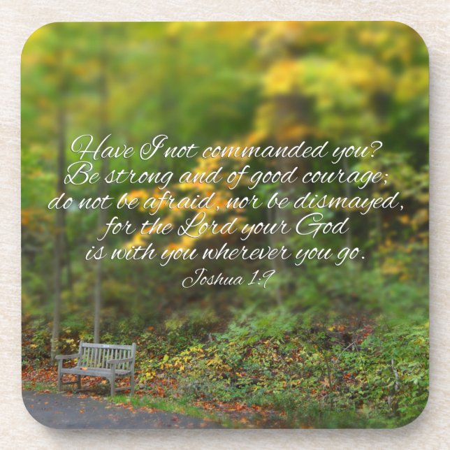 Joshua 1:9 Bible Verse Christian Scripture Coaster (Front)