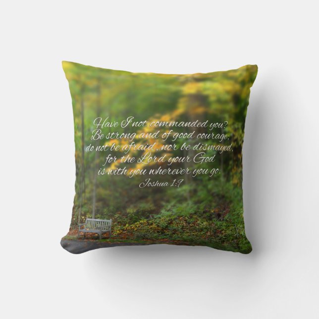 Joshua 1:9 Bible Verse Christian Scripture Cushion (Front)