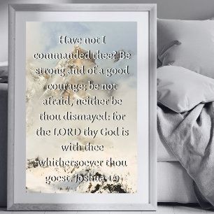 Joshua 1:9 Bible Verse Encouragement Christian Poster