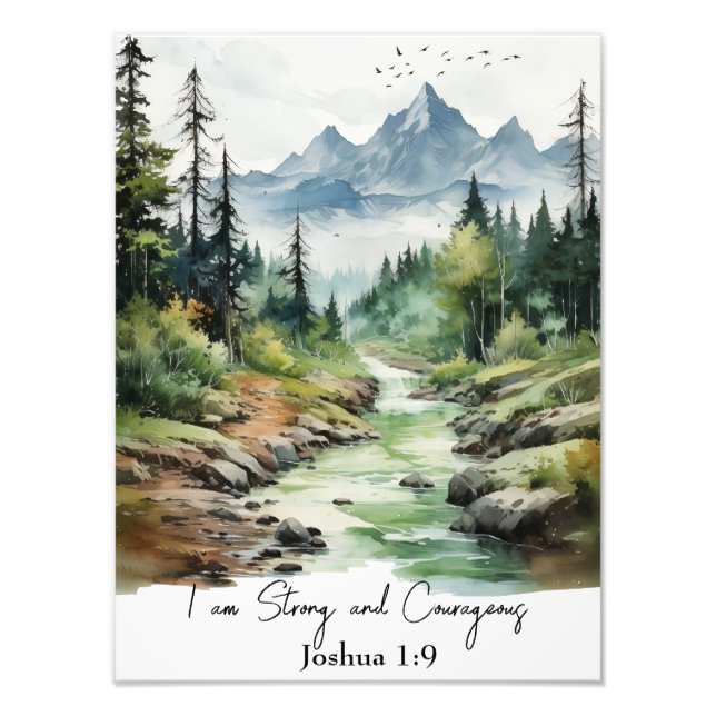 Joshua 1:9 Christian Nursery Art, Woodland theme Photo Print (Front)