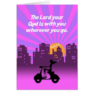 Joshua 1:9 Girl on Scooter w/Skyline - Bible Verse