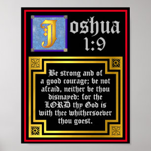 Joshua 1:9 Illuminated Old Testament Bible Verse Poster