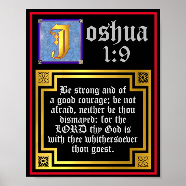 Joshua 1:9 Illuminated Old Testament Bible Verse Poster (Front)