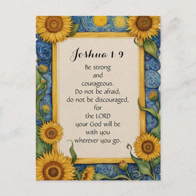 Joshua 1:9 NIV Bible Verse Art  Postcard (Front)