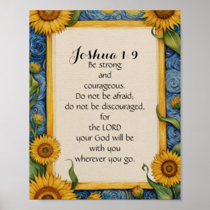 Joshua 1:9 NIV Bible Verse Art Poster