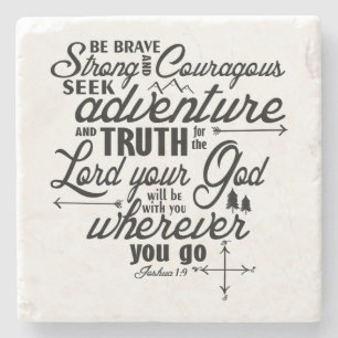 Joshua 1:9 Stone Coaster Tiles