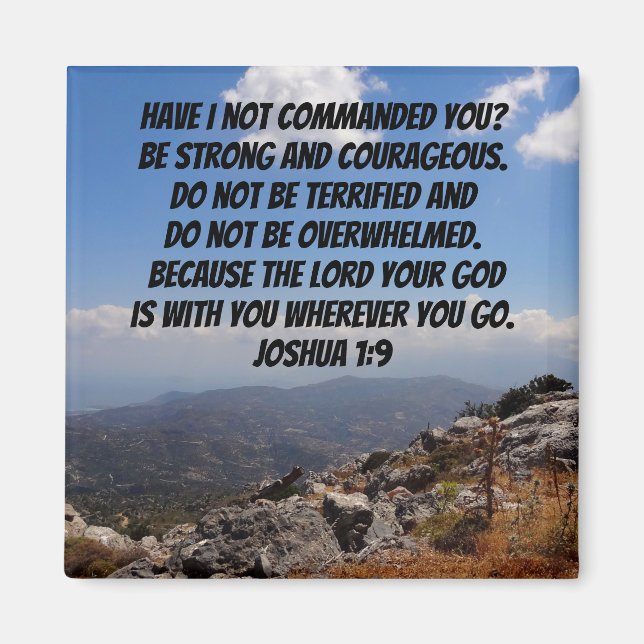 Joshua 1:9 Strong And Courageous Bible Verse Magnet (Front)