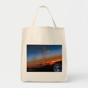Joshua 1:9 Sunset Crosses Tote Bag