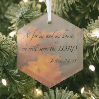 Joshua 24:15 As for me and my… Ceramic Circle Orna Glass Tree Decoration