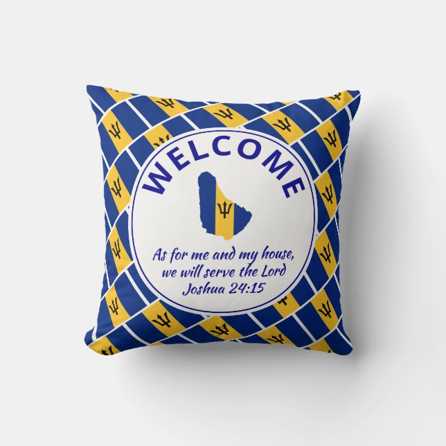 Joshua 24:15 As For Me BARBADOS Welcome Cushion (Front)