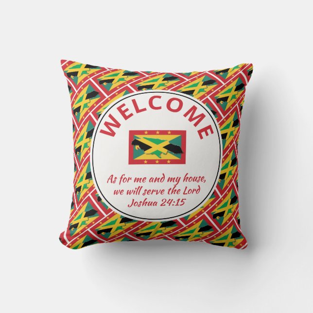 Joshua 24:15 As For Me | GRENADA JAMAICA Welcome Cushion (Front)