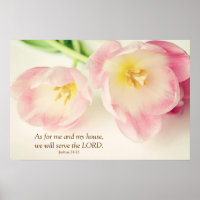 Joshua 24:15 Bible Verse Vintage Pink Tulips
