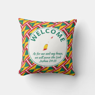 Joshua 24:15 Christian GRENADA Welcome Cushion