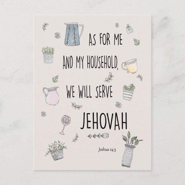 Joshua 24:5 we will serve Jehovah  Postcard (Front)