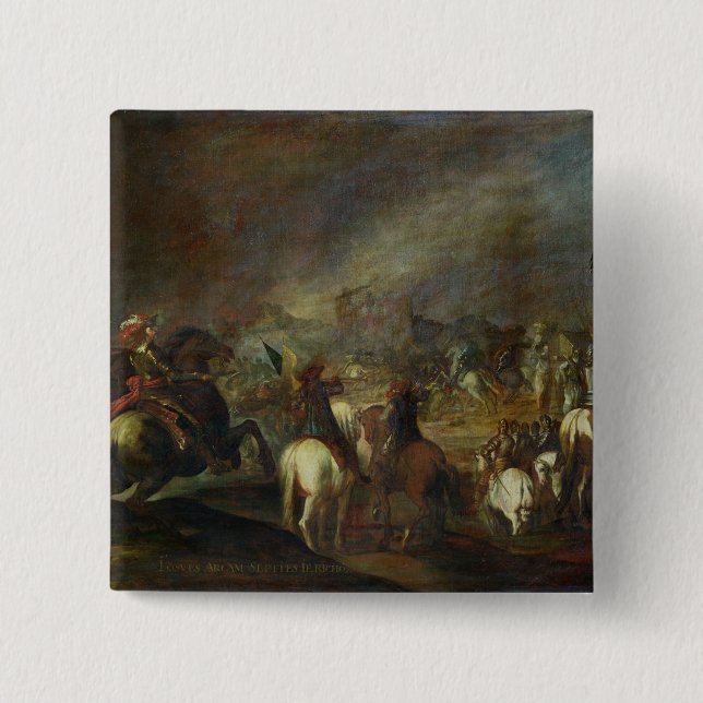 Joshua at the walls of Jericho 15 Cm Square Badge (Front)