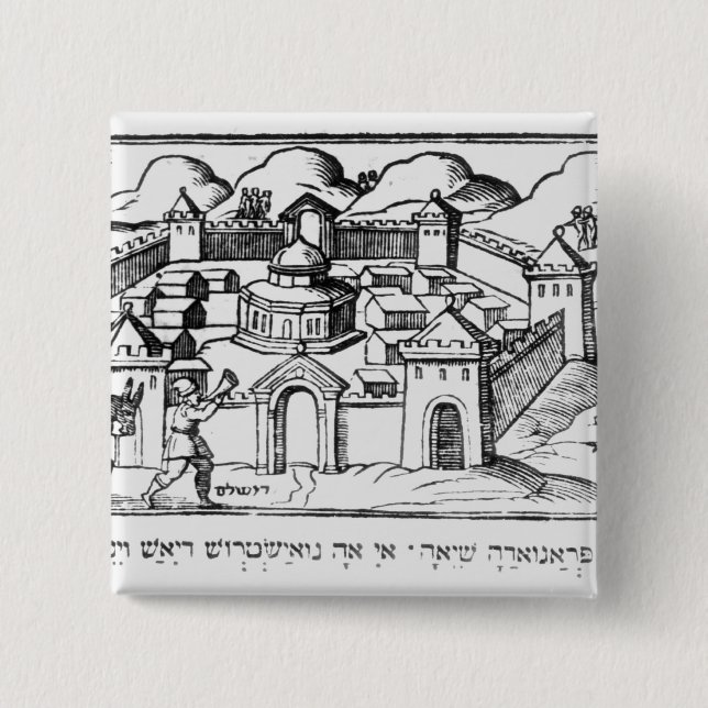 Joshua at the Walls of Jericho 15 Cm Square Badge (Front)