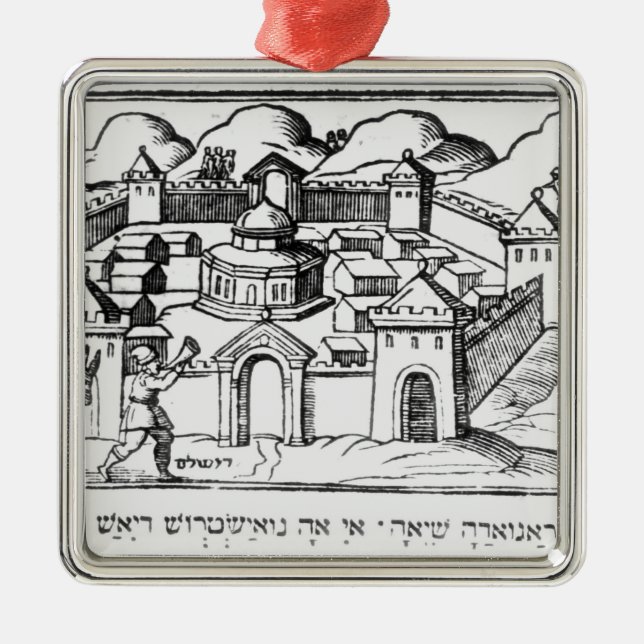 Joshua at the Walls of Jericho Metal Tree Decoration (Front)